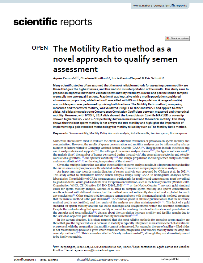 Scientific report motility ratio method